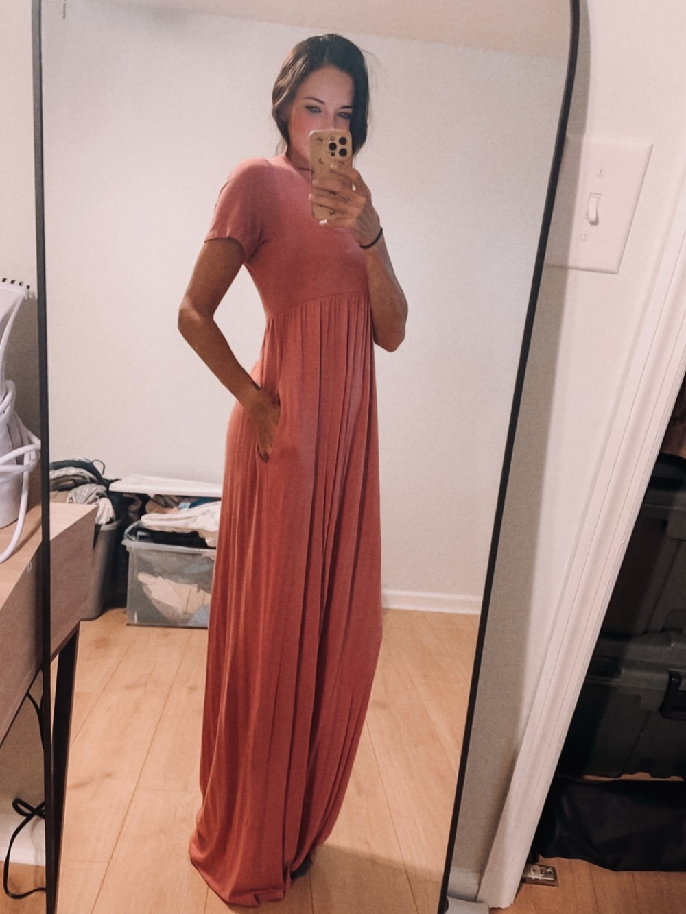 blush flowy dress